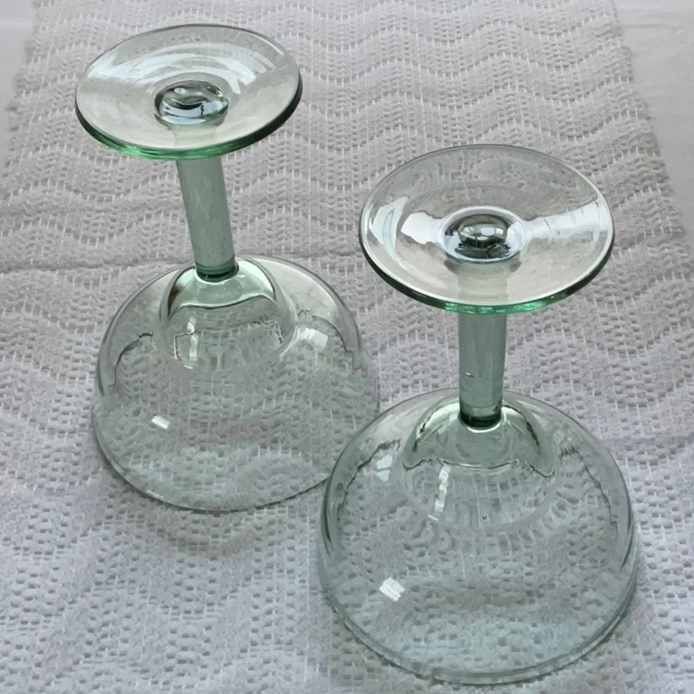 Large Margarita Glasses Set of 2 Green Glass